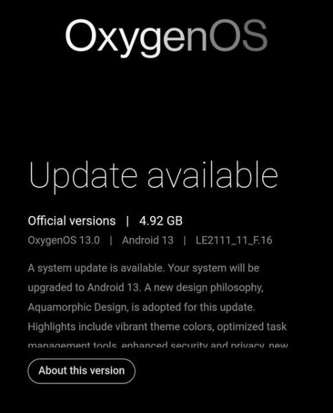 <br />
							OnePlus 9 и OnePlus 9 Pro начали получать стабильную версию OxygenOS 13 на основе Android 13<br />
						