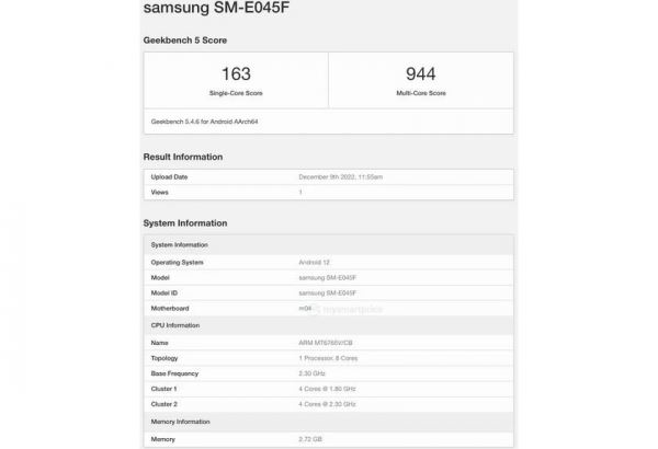 <br />
							Бюджетный смартфон Samsung Galaxy F04s посетил Geekbench<br />
						