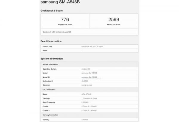 <br />
							Samsung Galaxy A54 5G на Exynos 1380 прошёл тест на производительность в Geekbench<br />
						